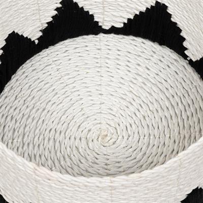 Hasır sepet Beyaz Siyah Makrame Desenli Y.17cm Ç.25cm