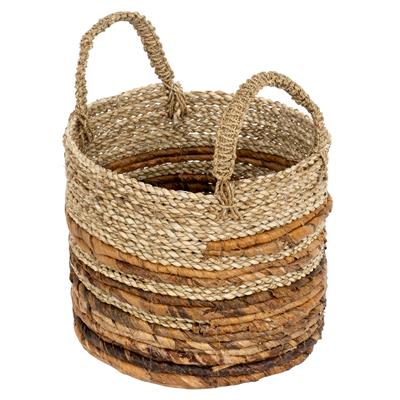 Kulplu Hasır Sepet Y.16 cm Naturel