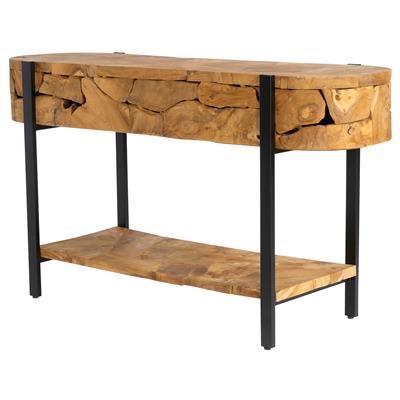 Konsol Teak / Siyah Metal Curve Form 140 cm x 44 cm x 77 cm
