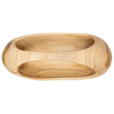 Kulplu Sepet Form Teak Dekoratif Tabak 38cm