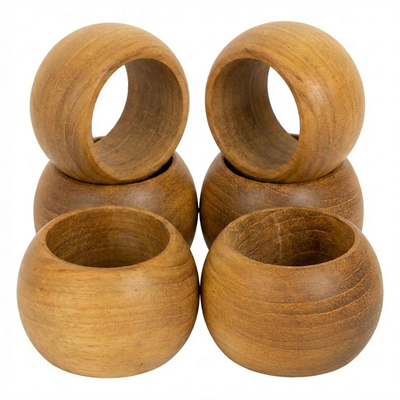Peçete Halkası Teak Yuvarlak 6 lı Set