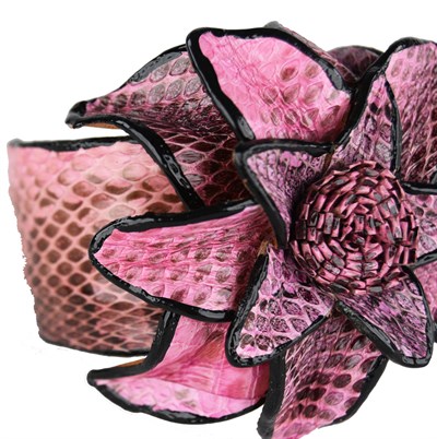 Piton Derisi Lotus Çiçeği Bileklik Gül Kurusu