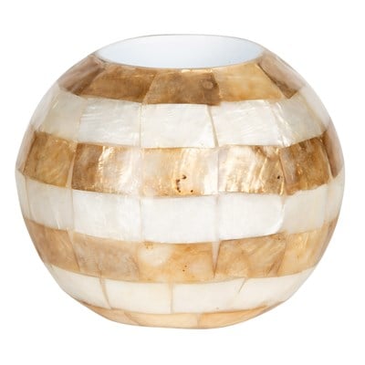 Sedefli Top TeaLight Mumluk Deniz Kabuğu Kaplama  Ç.8
