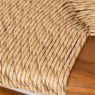 Sentetik Rattan İp Oturumlu Kolçaklı Teak Sandalye