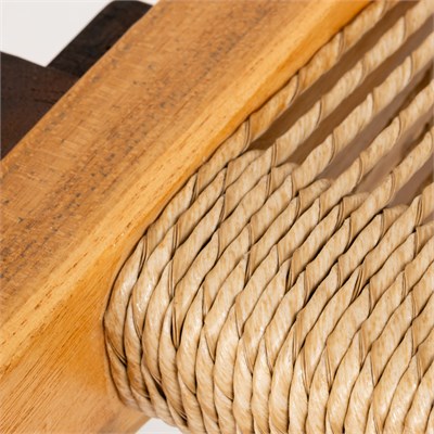 Sentetik Rattan İp Oturumlu Masif Teak Sırtlıklı  Lounge Sandalye