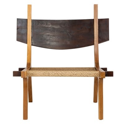 Sentetik Rattan İp Oturumlu Masif Teak Sırtlıklı  Lounge Sandalye