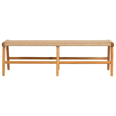 Sentetik Rattan İp Oturumlu Teak Bench Sandalye