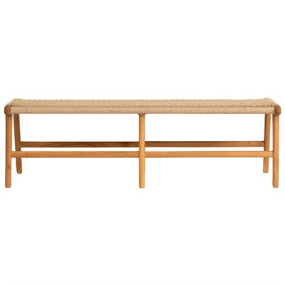 Sentetik Rattan İp Oturumlu Teak Bench Sandalye