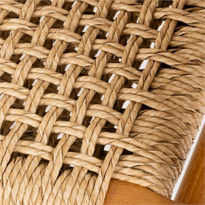 Sentetik Rattan İp Oturumlu Teak Kolçaklı Sandalye