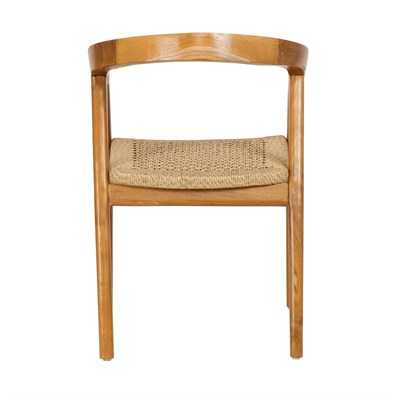 Sentetik Rattan İp Oturumlu Teak Kolçaklı Sandalye