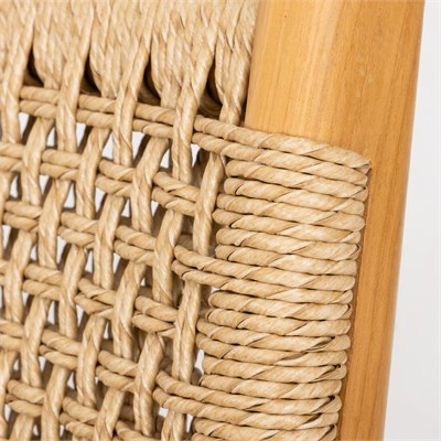 Sentetik Rattan İp Oturumlu Teak Lounge Sandalye