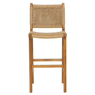 Sentetik Rattan İp Oturumlu Teak Naturel Renk Bistro Sandalye Y.65 cm