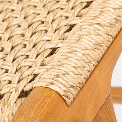 Sentetik Rattan İp Oturumlu Teak Naturel Renk Bistro Sandalye Y.65 cm