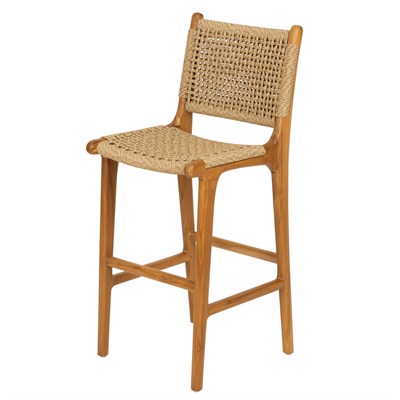 Sentetik Rattan İp Oturumlu Teak Naturel Renk Bistro Sandalye Y.65 cm