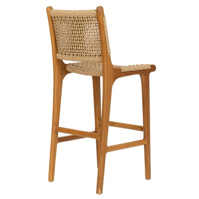 Sentetik Rattan İp Oturumlu Teak Naturel Renk Bistro Sandalye Y.65 cm