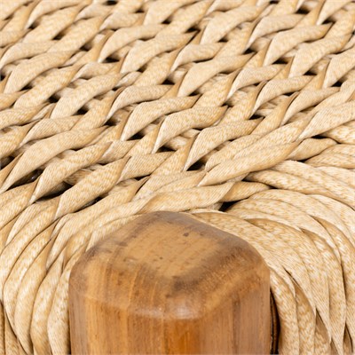 Sentetik Rattan İp Oturumlu Teak  Yemek Sandalyesi