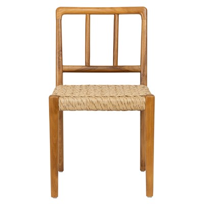 Sentetik Rattan İp Oturumlu Teak  Yemek Sandalyesi
