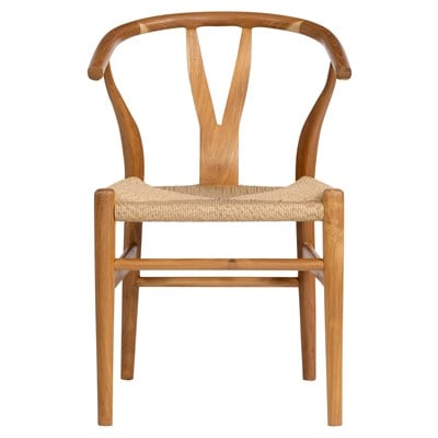 Sentetik Rattan İp Oturumlu Teak Yemek Sandalyesi 