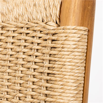 Sentetik Rattan İp Oturumlu Teak  Yemek Sandalyesi