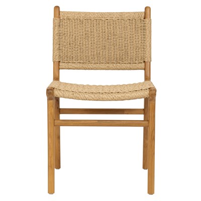 Sentetik Rattan İp Oturumlu Teak  Yemek Sandalyesi