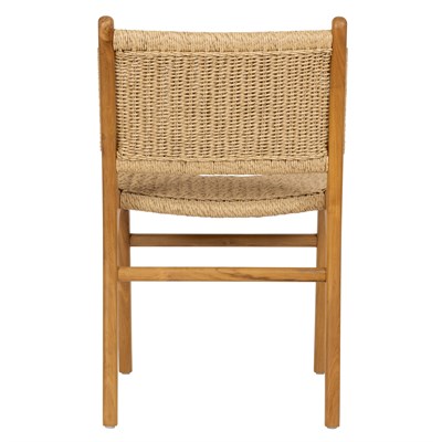 Sentetik Rattan İp Oturumlu Teak  Yemek Sandalyesi
