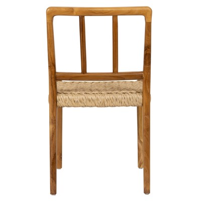 Sentetik Rattan İp Oturumlu Teak  Yemek Sandalyesi