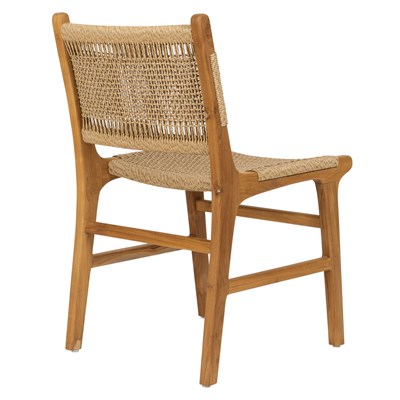 Sentetik Rattan İp Oturumlu Teak  Yemek Sandalyesi