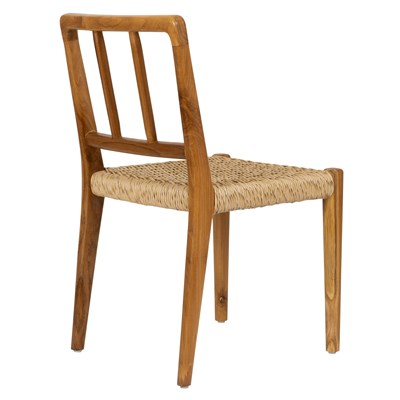 Sentetik Rattan İp Oturumlu Teak  Yemek Sandalyesi