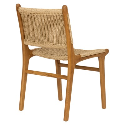 Sentetik Rattan İp Oturumlu Teak  Yemek Sandalyesi