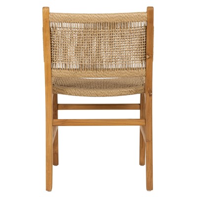 Sentetik Rattan İp Oturumlu Teak  Yemek Sandalyesi