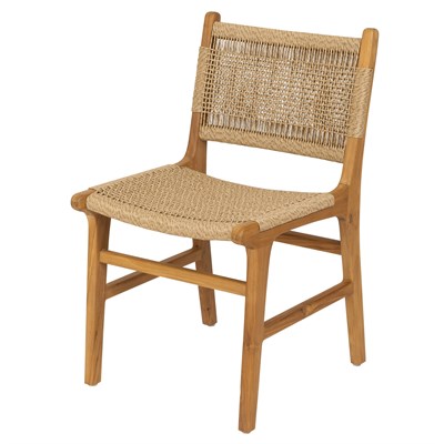 Sentetik Rattan İp Oturumlu Teak  Yemek Sandalyesi