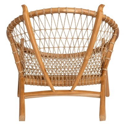Sentetik Rattan İp Oturumlu Yuvarlak Form Teak Koltuk