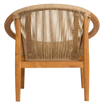 Sentetik Rattan İp Oturumlu Yuvarlak Form Teak Koltuk