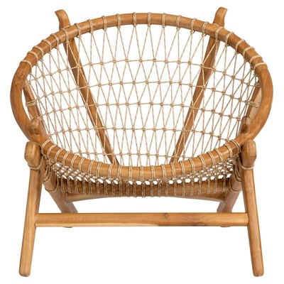 Sentetik Rattan İp Oturumlu Yuvarlak Form Teak Koltuk