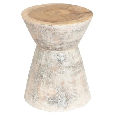 Tabure / Yan Sehpa  Teak Beyaz Patineli 35 cm x 35 cm x 45 cm
