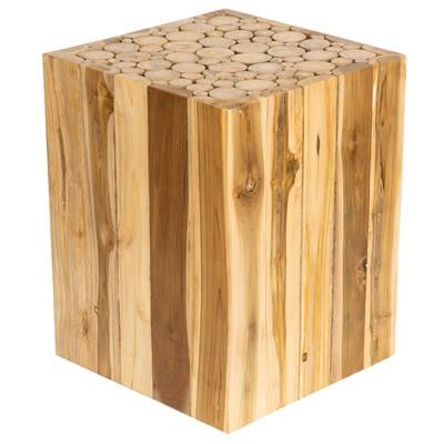 Tabure / Yan Sehpa Teak Küp Form Drift Ahşap 35 cm x 35 cm x45 cm