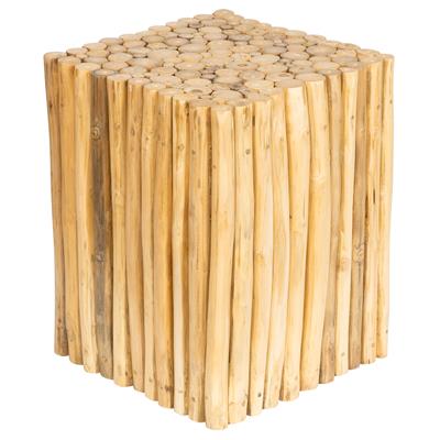 Tabure / Yan Sehpa Teak Küp Form Drift Ahşap 35 cm x 35 cm x 45 cm