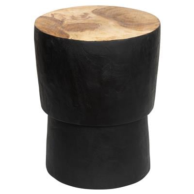 Tabure / Yan Sehpa Teak Siyah Üst Naturel  35 cm x 35 cm x 45 cm