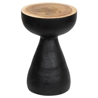 Tabure / Yan Sehpa Teak Siyah Üst Naturel 30 cm x 30 cm x 45 cm