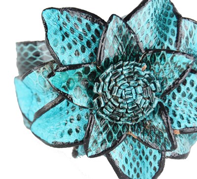 Piton Derisi Lotus Çiçek Bileklik Turkuaz