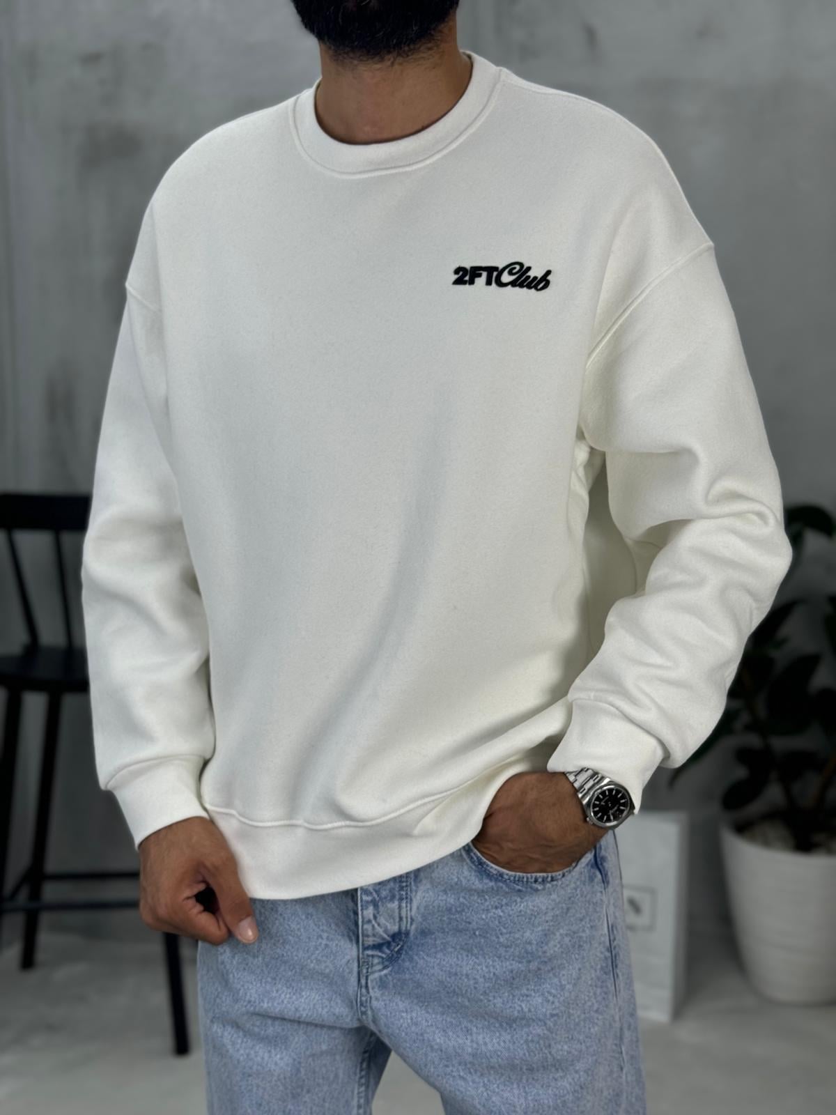 2FT Club Nakışlı Sweatshirt Beyaz