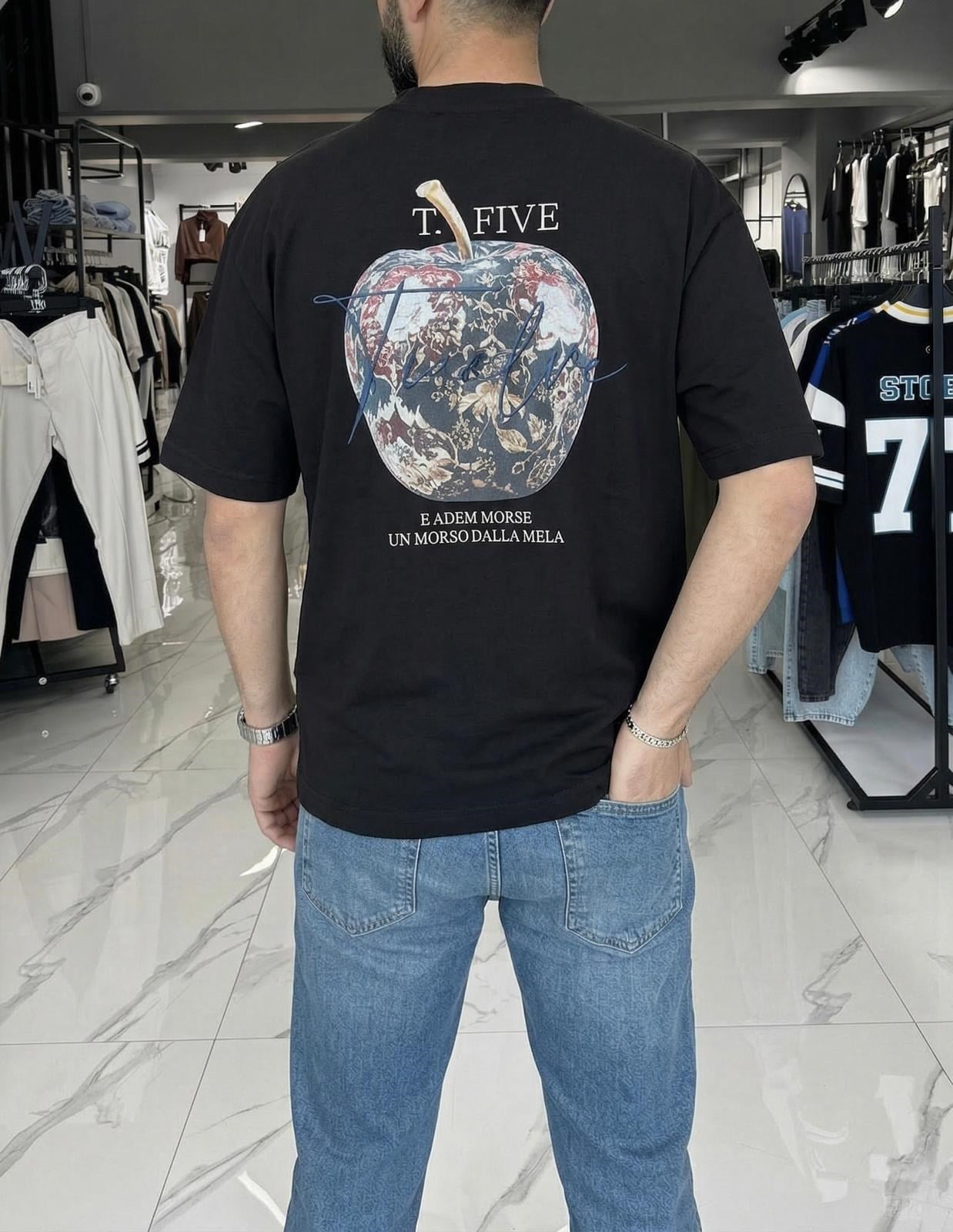 Apple Baskılı T-shirt Siyah