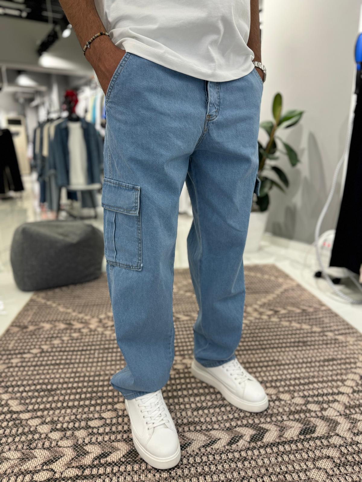 Baggy Kot Pantolon Buz Mavisi