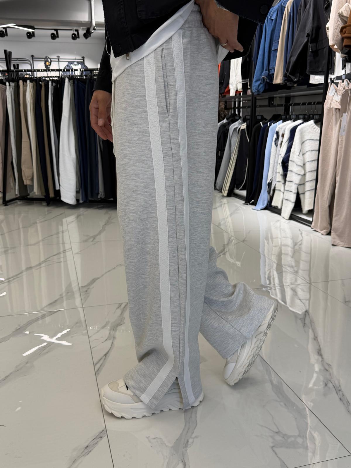 Baggy Şerit Detay Eşofman Gri
