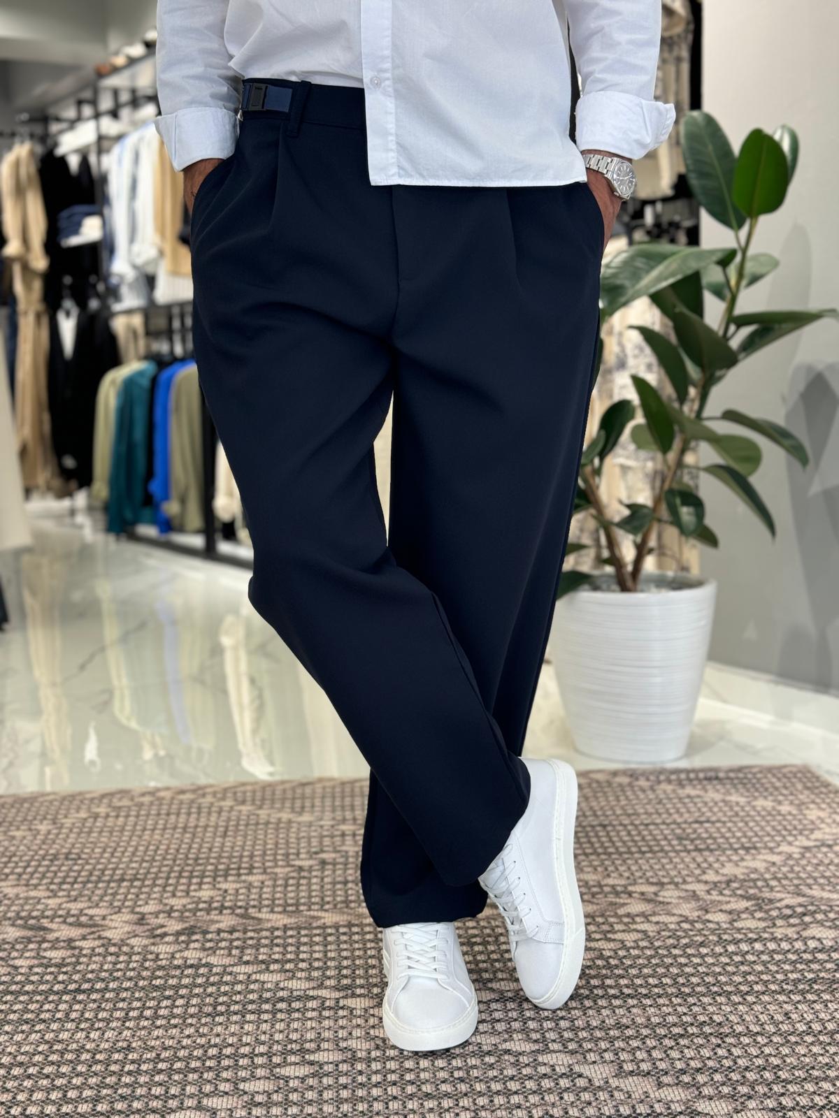 Bel Kemerli Ayarlanabilir Baggy Pantolon Lacivert