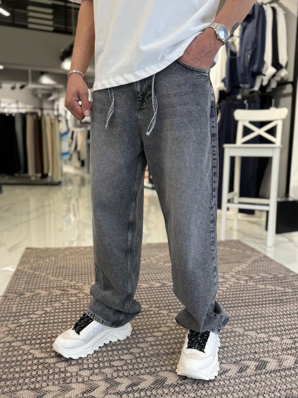 Bel Kemerli Baggy Kalıp Pantolon Antrasit