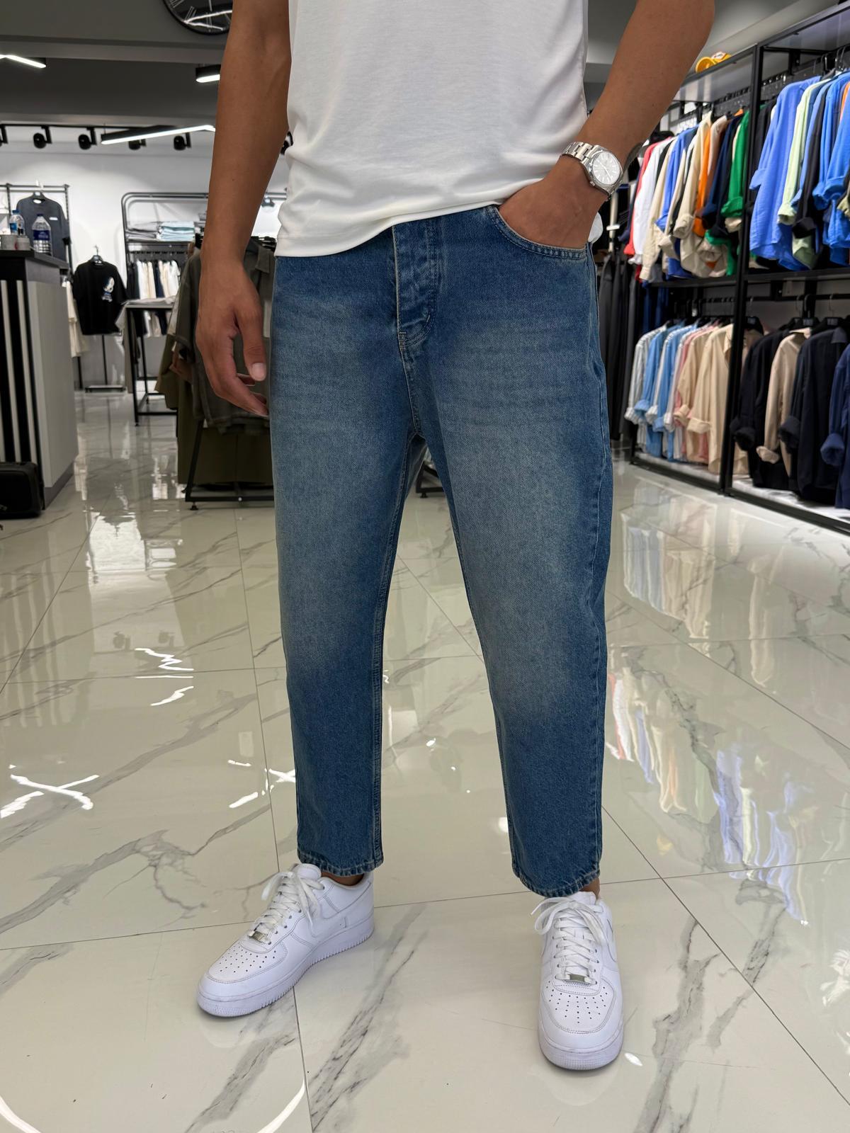 Boyfriend Kalıp Pantolon Mavi