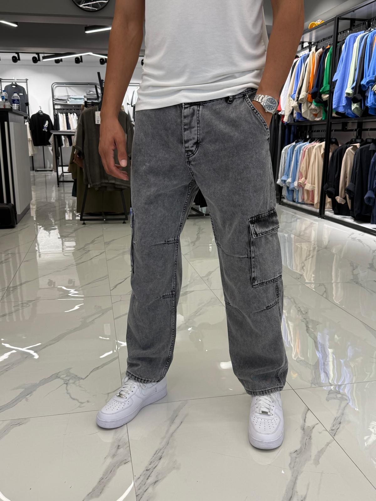 Kargo Cep Baggy Kalıp Pantolon Gri