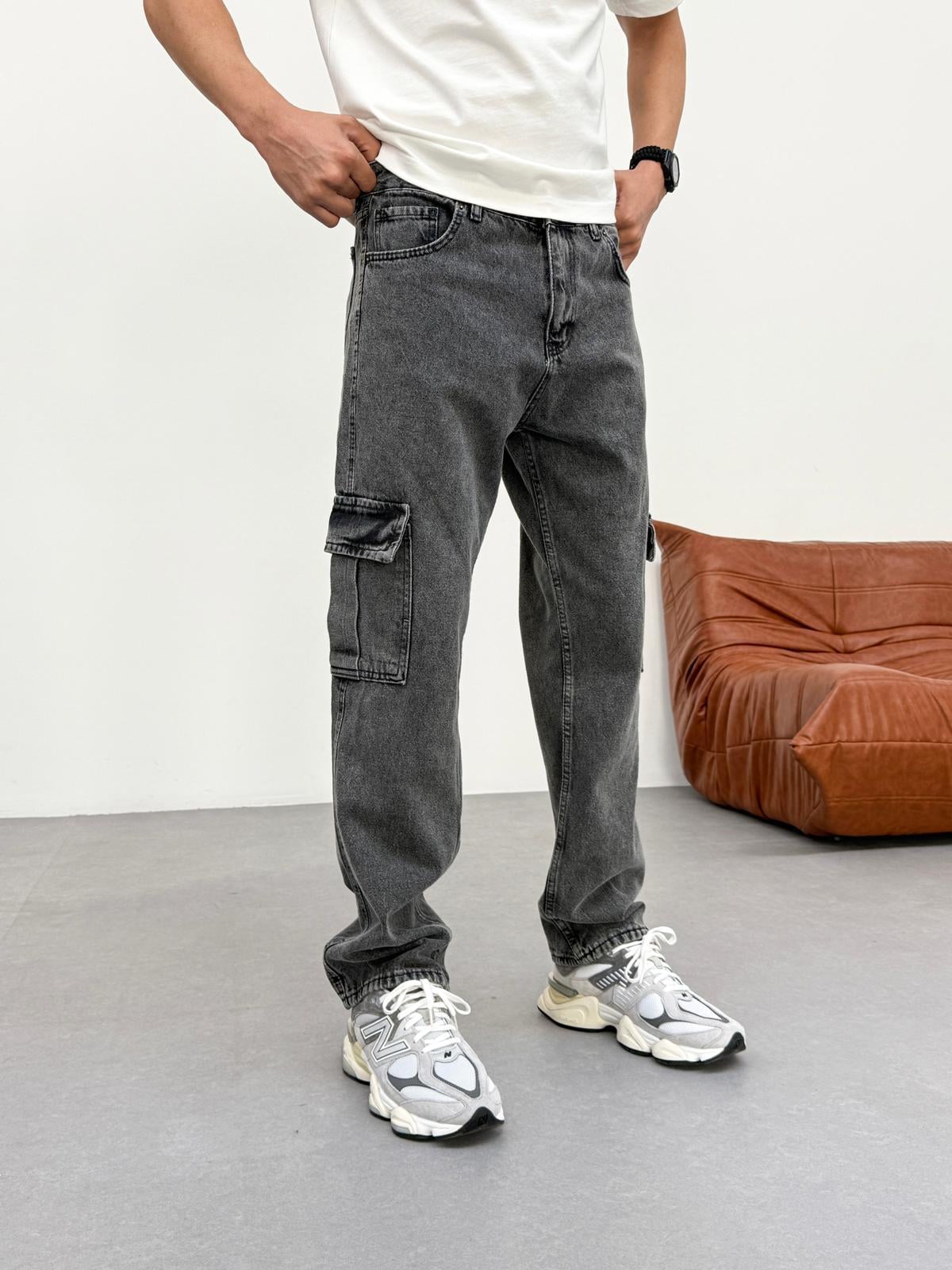 Kargo Cep Baggy Pantolon Antrasit