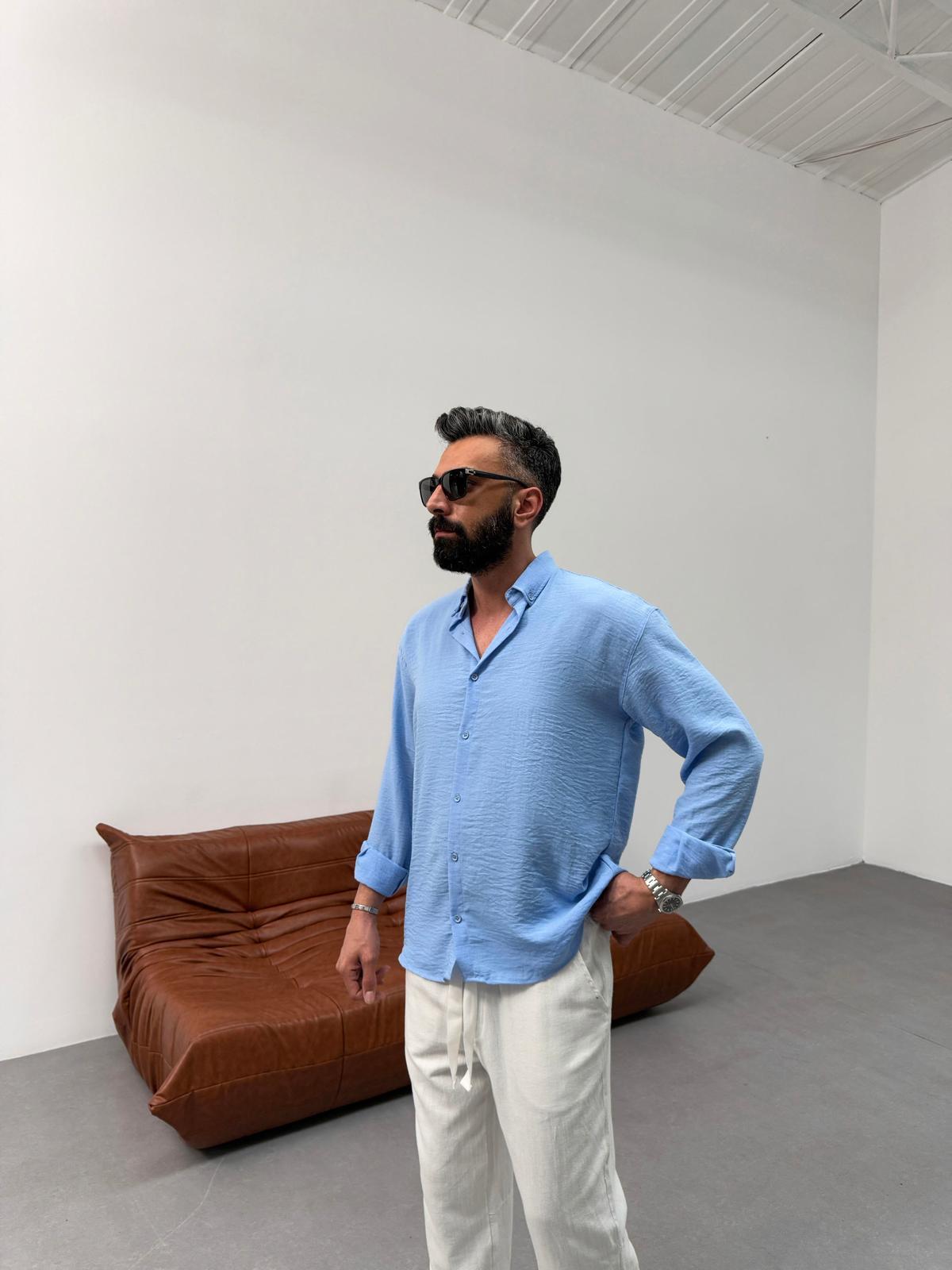 Modal Kumaş Basic Gömlek Açık Mavi